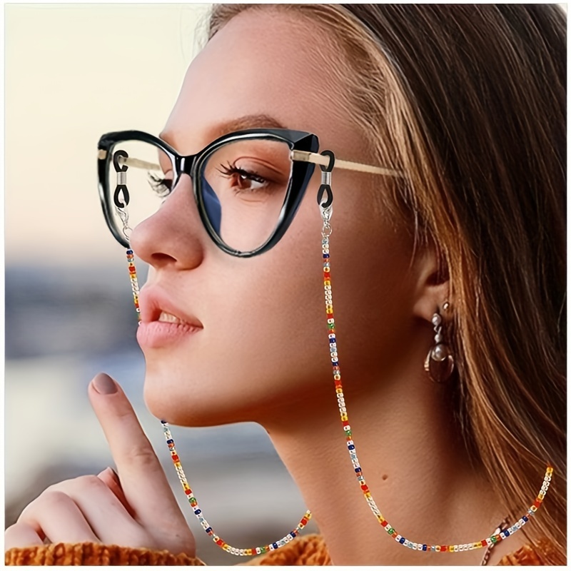 Mask Lanyard Adjustable - Boho-Perlen-Brillen-Lanyard-Gurt, verstellbarer, rutschfester, modischer Brillenhalter für