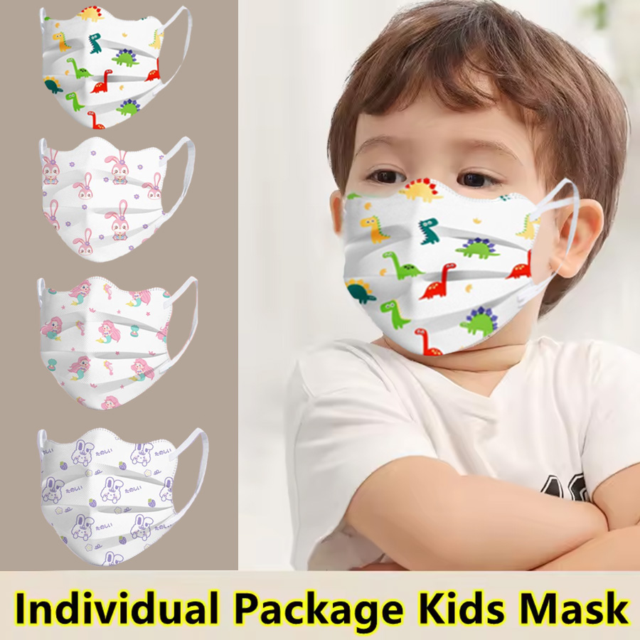 Kids Face Mask - Schmetterlings-Design für Kinder, Cartoon-Einweg-Gesichtsmaske, atmungsaktiv, 3-lagig,