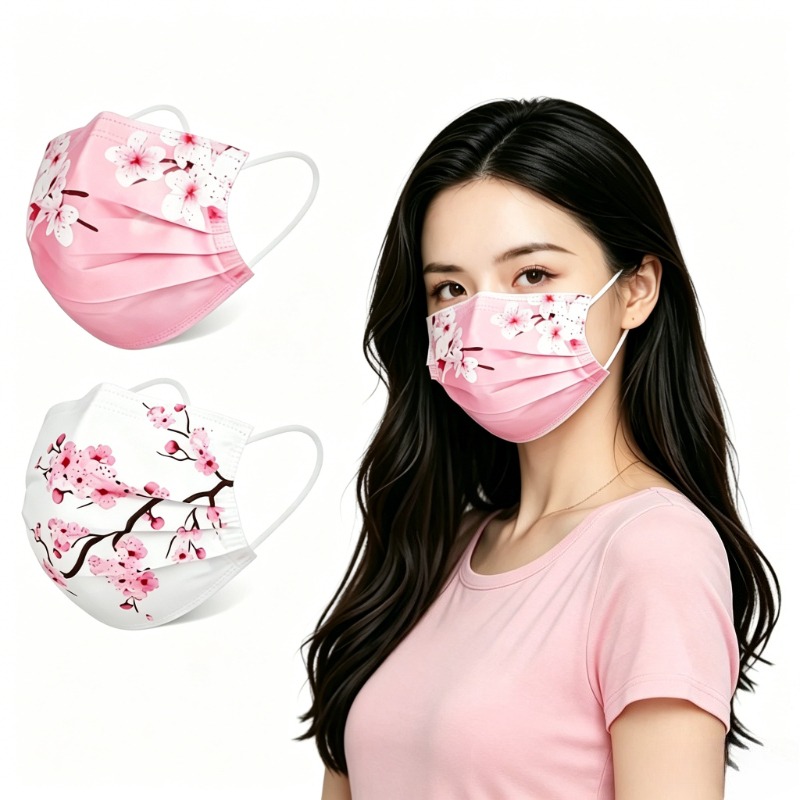 Cloth Face Mask Washable - 10 Stück Gesichtsmasken mit Blumen-Stern-Print für