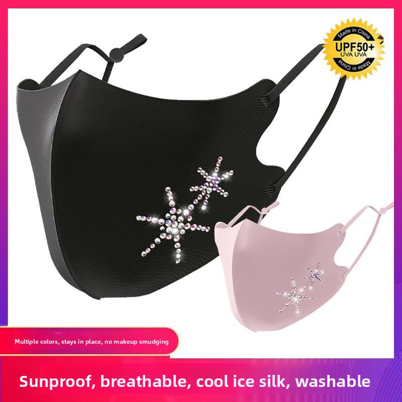 Cloth Face Mask Washable - Funkelnde Strass-Gesichtsmaske für Damen, Sonnenschutzmaske aus